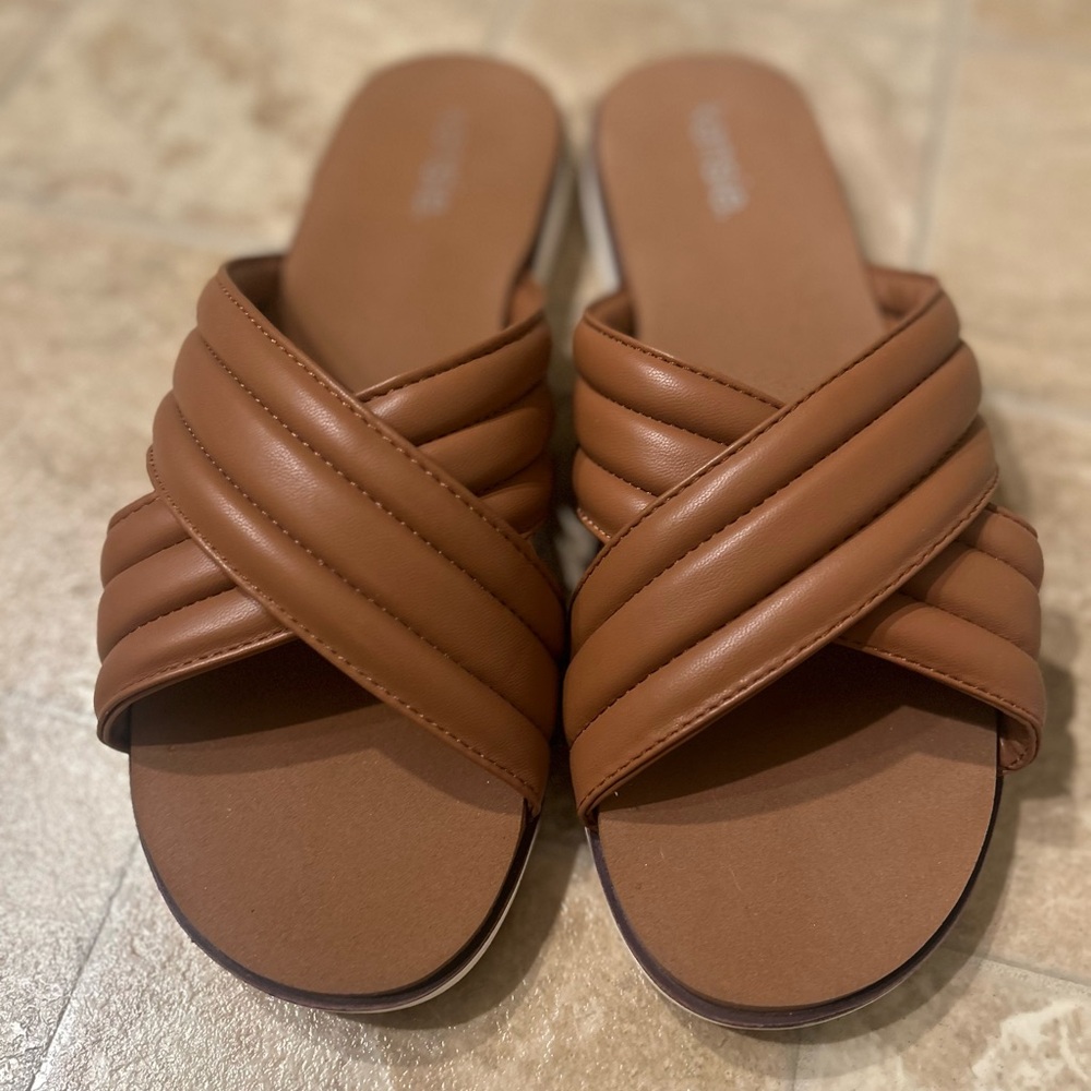 Women's Tan Slide Sandals